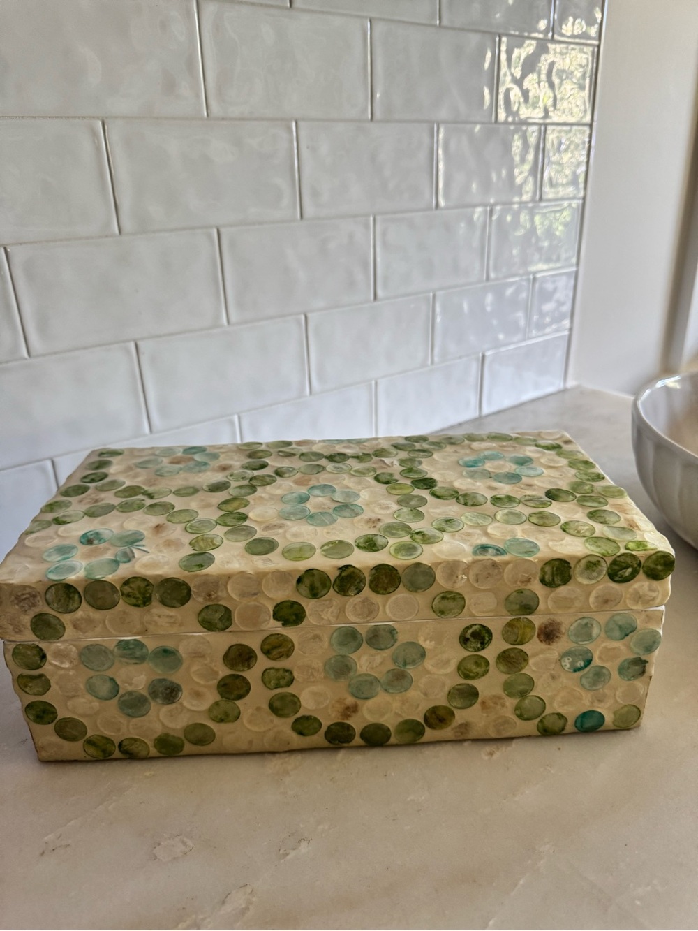 8" x 11" Green Dots Coatal Capiz Box by williford and Lee